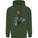 Scooter Skull Biker Motorcycle MOD Mens 80% Cotton Hoodie Forest Green