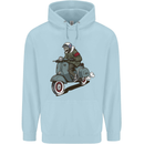 Scooter Skull Biker Motorcycle MOD Mens 80% Cotton Hoodie Light Blue