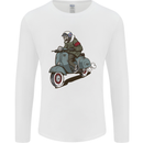 Scooter Skull Biker Motorcycle MOD Mens Long Sleeve T-Shirt White