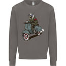 Scooter Skull Biker Motorcycle MOD Mens Sweatshirt Jumper Charcoal