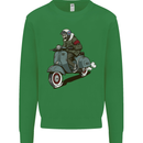 Scooter Skull Biker Motorcycle MOD Mens Sweatshirt Jumper Irish Green