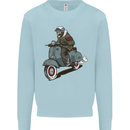 Scooter Skull Biker Motorcycle MOD Mens Sweatshirt Jumper Light Blue