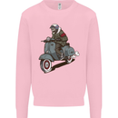 Scooter Skull Biker Motorcycle MOD Mens Sweatshirt Jumper Light Pink