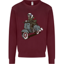 Scooter Skull Biker Motorcycle MOD Mens Sweatshirt Jumper Maroon