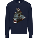 Scooter Skull Biker Motorcycle MOD Mens Sweatshirt Jumper Navy Blue