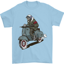 Scooter Skull Biker Motorcycle MOD Mens T-Shirt 100% Cotton Light Blue