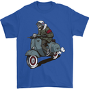 Scooter Skull Biker Motorcycle MOD Mens T-Shirt 100% Cotton Royal Blue