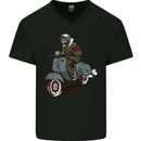 Scooter Skull Biker Motorcycle MOD Mens V-Neck Cotton T-Shirt Black
