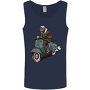 Scooter Skull Biker Motorcycle MOD Mens Vest Tank Top Navy Blue