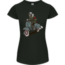 Scooter Skull Biker Motorcycle MOD Womens Petite Cut T-Shirt Black