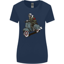 Scooter Skull Biker Motorcycle MOD Womens Wider Cut T-Shirt Navy Blue