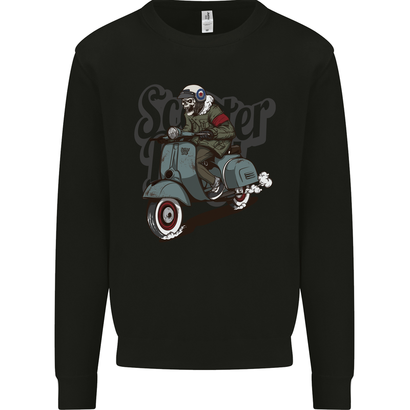 Scooter Skull MOD Motorcycle Biker Kids Sweatshirt Jumper Black
