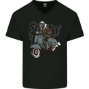 Scooter Skull MOD Motorcycle Biker Mens V-Neck Cotton T-Shirt Black