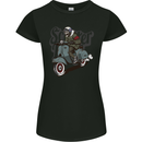 Scooter Skull MOD Motorcycle Biker Womens Petite Cut T-Shirt Black