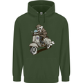 Scooter Skull Motorcycle Biker MOD Childrens Kids Hoodie Forest Green