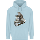Scooter Skull Motorcycle Biker MOD Childrens Kids Hoodie Light Blue