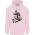 Scooter Skull Motorcycle Biker MOD Childrens Kids Hoodie Light Pink