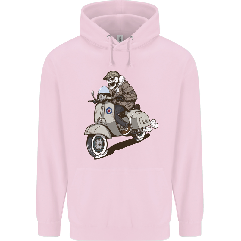 Scooter Skull Motorcycle Biker MOD Childrens Kids Hoodie Light Pink