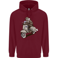 Scooter Skull Motorcycle Biker MOD Childrens Kids Hoodie Maroon