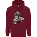 Scooter Skull Motorcycle Biker MOD Childrens Kids Hoodie Maroon