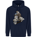 Scooter Skull Motorcycle Biker MOD Childrens Kids Hoodie Navy Blue