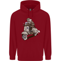 Scooter Skull Motorcycle Biker MOD Childrens Kids Hoodie Red