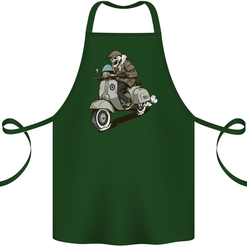 Scooter Skull Motorcycle Biker MOD Cotton Apron 100% Organic Forest Green