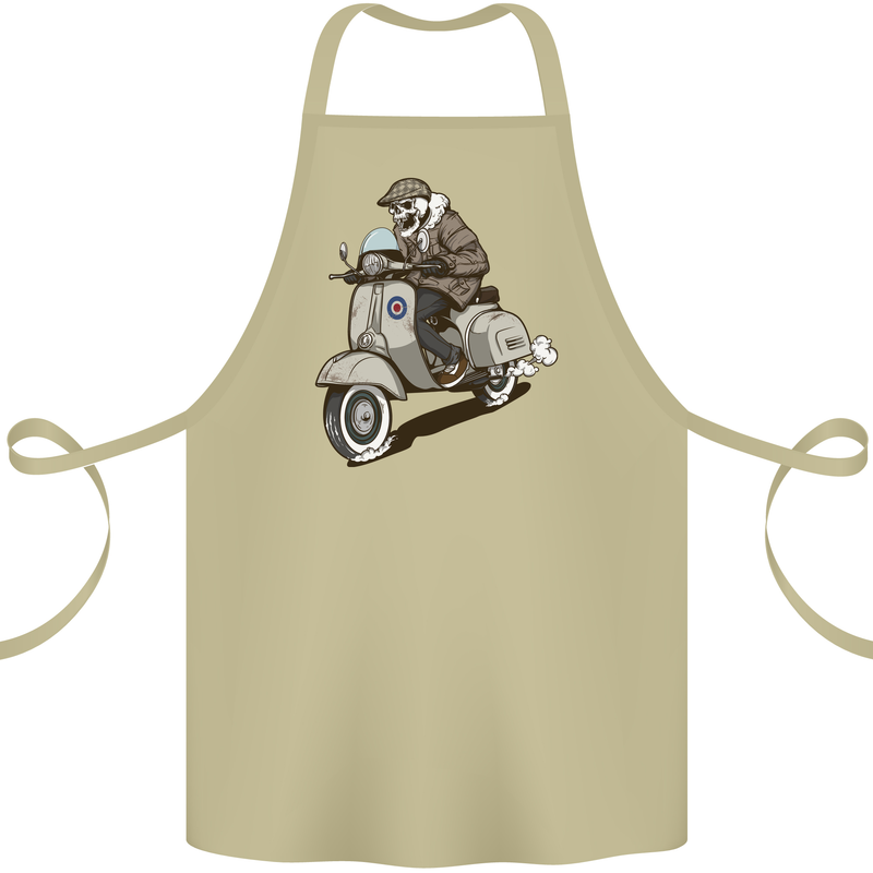 Scooter Skull Motorcycle Biker MOD Cotton Apron 100% Organic Khaki