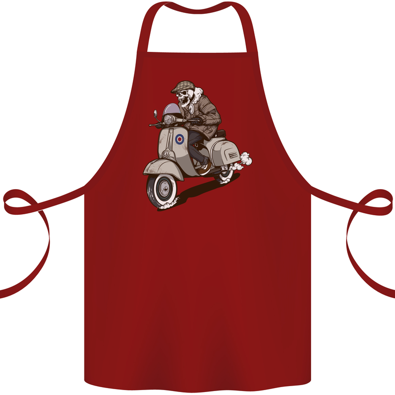 Scooter Skull Motorcycle Biker MOD Cotton Apron 100% Organic Maroon