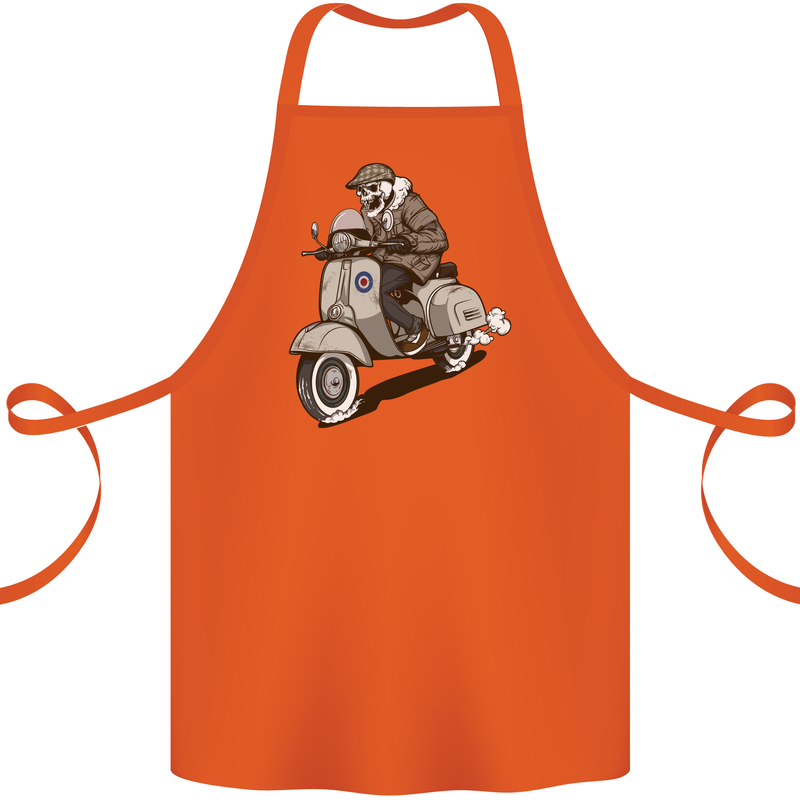 Scooter Skull Motorcycle Biker MOD Cotton Apron 100% Organic Orange
