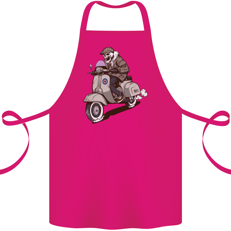 Scooter Skull Motorcycle Biker MOD Cotton Apron 100% Organic Pink