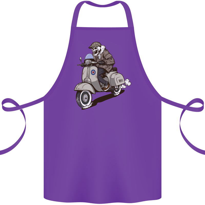 Scooter Skull Motorcycle Biker MOD Cotton Apron 100% Organic Purple