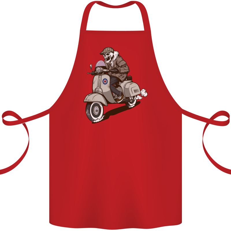 Scooter Skull Motorcycle Biker MOD Cotton Apron 100% Organic Red