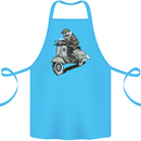 Scooter Skull Motorcycle Biker MOD Cotton Apron 100% Organic Turquoise