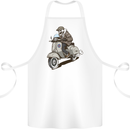 Scooter Skull Motorcycle Biker MOD Cotton Apron 100% Organic White