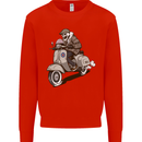 Scooter Skull Motorcycle Biker MOD Kids Sweatshirt Jumper Bright Red