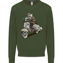 Scooter Skull Motorcycle Biker MOD Kids Sweatshirt Jumper Forest Green