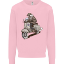 Scooter Skull Motorcycle Biker MOD Kids Sweatshirt Jumper Light Pink
