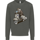 Scooter Skull Motorcycle Biker MOD Kids Sweatshirt Jumper Storm Grey