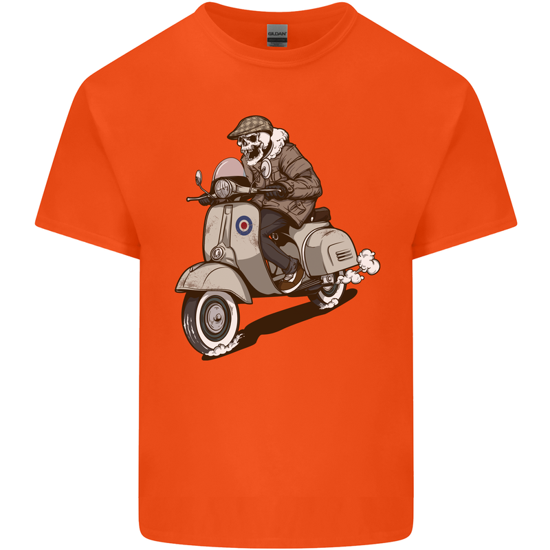 Scooter Skull Motorcycle Biker MOD Kids T-Shirt Childrens Orange