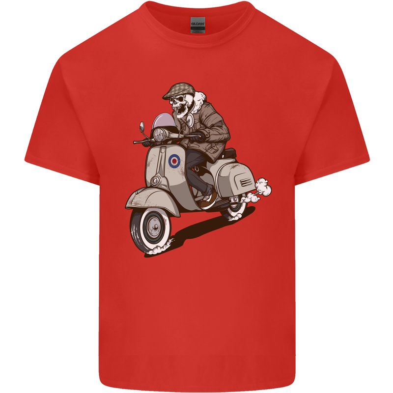 Scooter Skull Motorcycle Biker MOD Kids T-Shirt Childrens Red