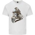 Scooter Skull Motorcycle Biker MOD Kids T-Shirt Childrens White