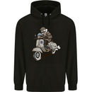 Scooter Skull Motorcycle Biker MOD Mens 80% Cotton Hoodie Black