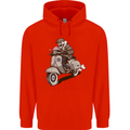 Scooter Skull Motorcycle Biker MOD Mens 80% Cotton Hoodie Bright Red