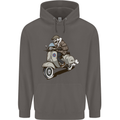 Scooter Skull Motorcycle Biker MOD Mens 80% Cotton Hoodie Charcoal