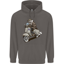 Scooter Skull Motorcycle Biker MOD Mens 80% Cotton Hoodie Charcoal