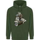 Scooter Skull Motorcycle Biker MOD Mens 80% Cotton Hoodie Forest Green