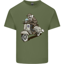 Scooter Skull Motorcycle Biker MOD Mens Cotton T-Shirt Tee Top Military Green