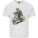 Scooter Skull Motorcycle Biker MOD Mens Cotton T-Shirt Tee Top White