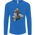 Scooter Skull Motorcycle Biker MOD Mens Long Sleeve T-Shirt Royal Blue